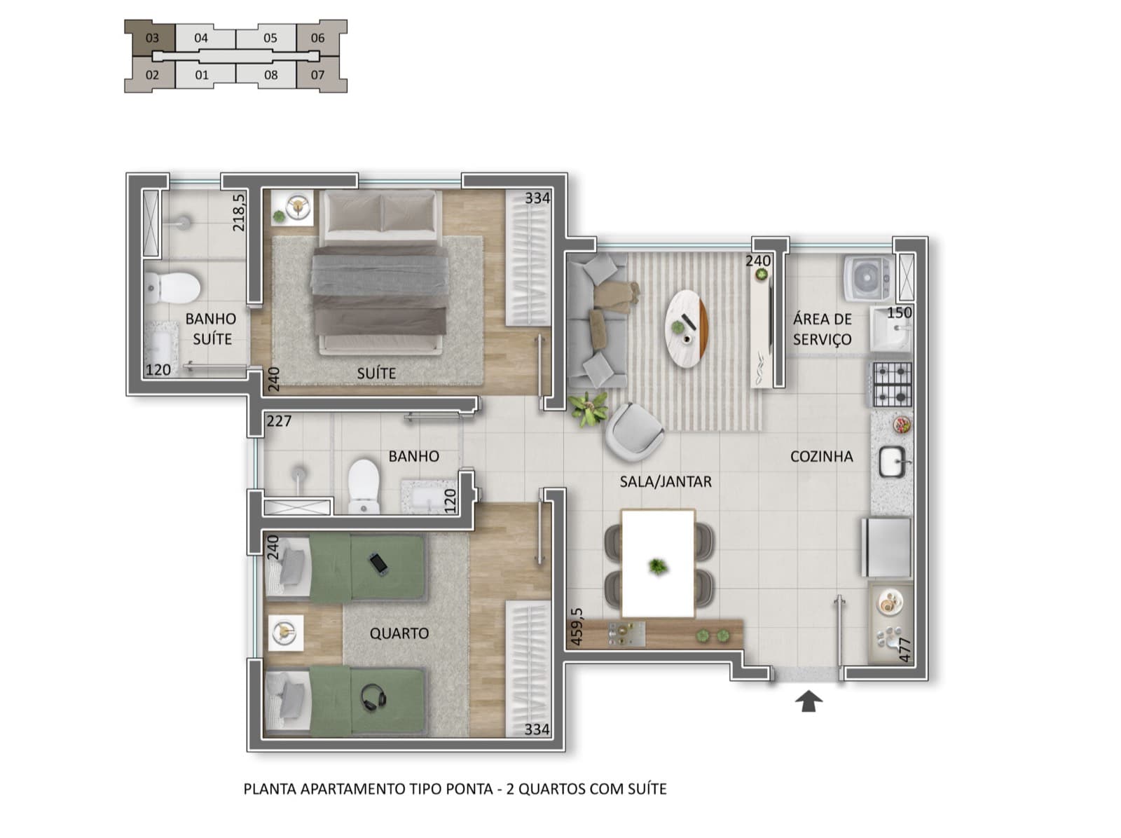 Raízes Residence — planta-ponta